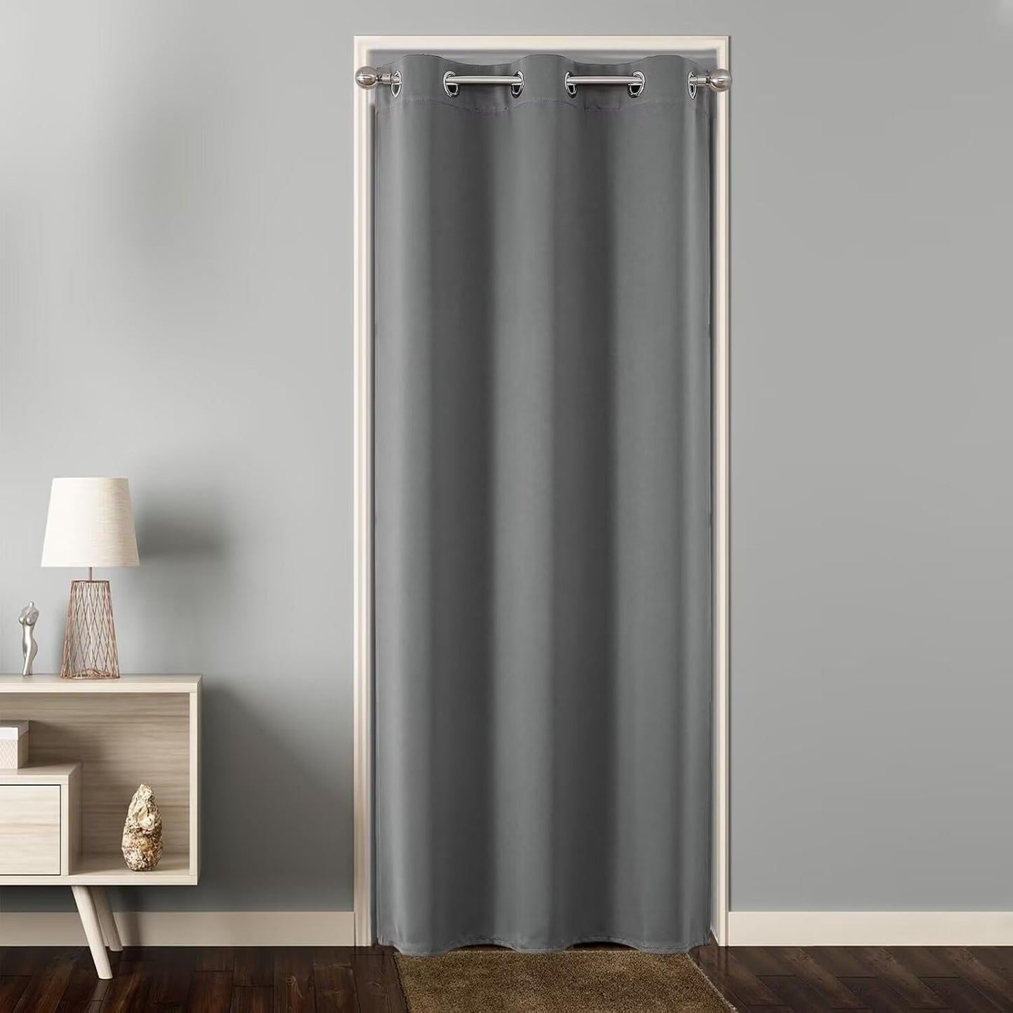 Joydeco Custom Size Door Curtain, Closet Door Curtain - Light Grey