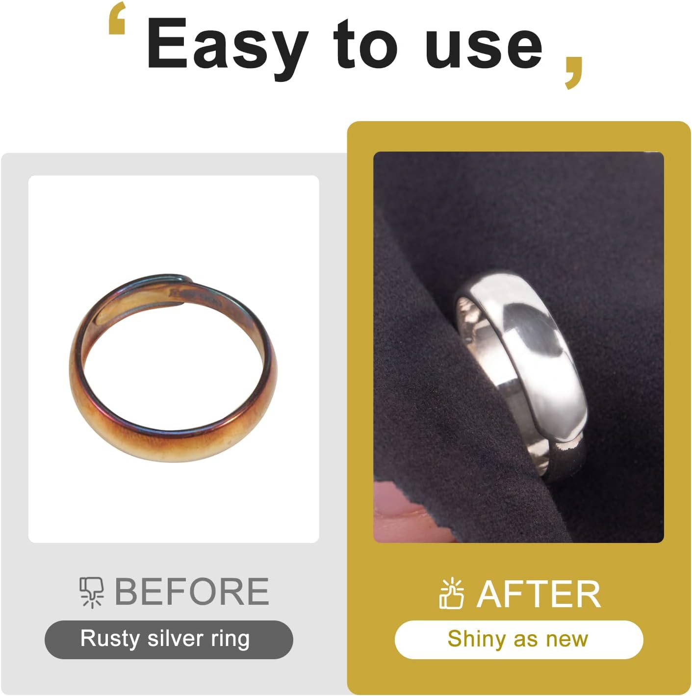 CATIFLIN 100pcs Premium Jewelry Cleaning Cloth, Silver Polishing Cloth Individually Wrapped, for Sterling Silver, Gold, Brass, Silverware, Coin, Ring, Watch and More (Black, 3.15" x 3.15")