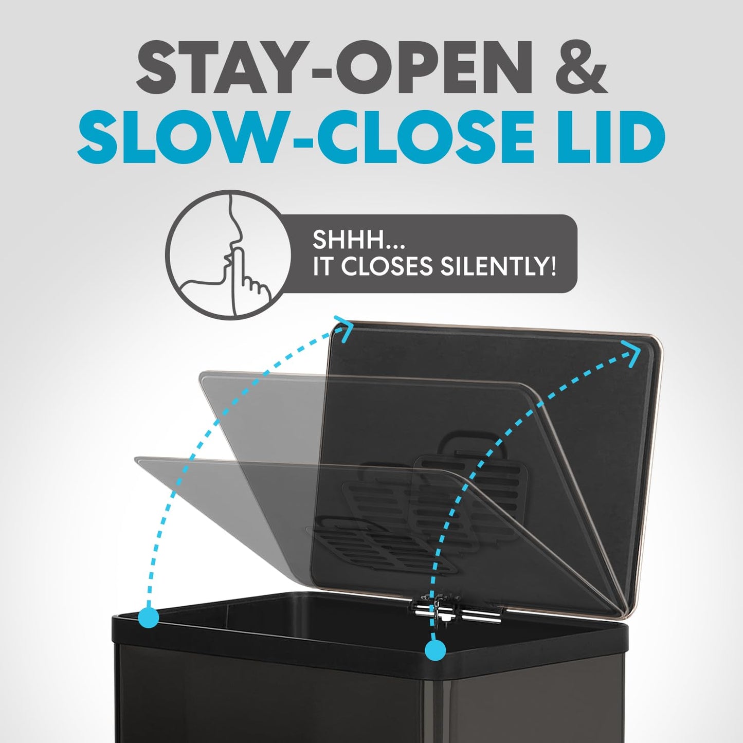 SIMPLI-MAGIC 13.2 Gallon (50L) Step Trash Can – Kitchen Garbage Can with Slow-Close Lid – Odor Control, Hands-Free, Easy to Clean, Brushed Stainless Steel