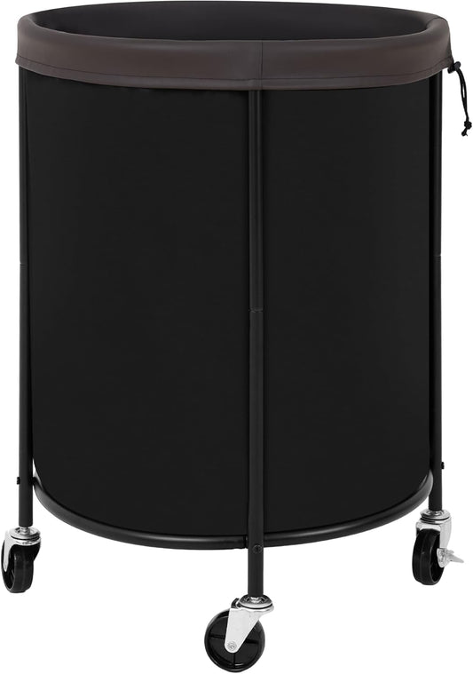 StorageWorks Rolling Laundry Basket, Laundry Hamper with Wheels, Laundry Room Organization and Storage, Dirty Clothes Cart for Bathroom, Bedroom, Black