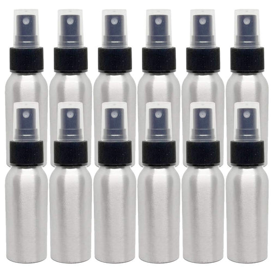 2 fl oz Aluminum Bottle with Black Spray Cap (12 Pack)