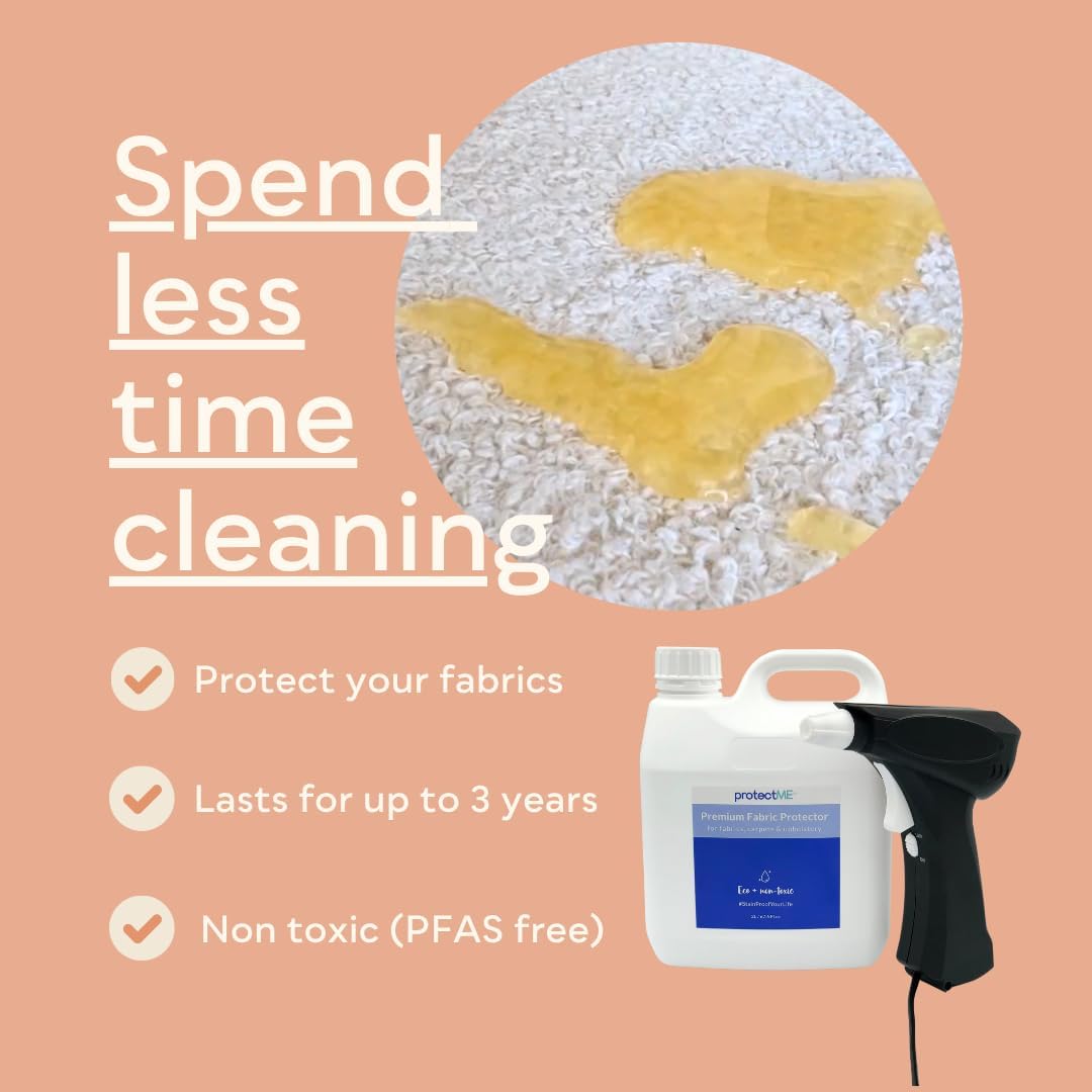 Fabric Protector and Stain Resistant Spray - Upholstery Fabric Spray for Stain Guard for Carpet, Shoes, Couch, Sofa - Non Toxic, Water Based Furniture Protector - 84.5 Fl. Oz.