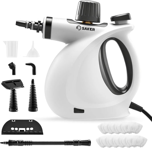 Saker Handheld Steam Cleaner New,Portable Steam Cleaner for Home,1050W Steam Cleaner,9 Fiber Cloths for Quick Heating & Deep Cleaning of Floors, Cars, and Kitchen