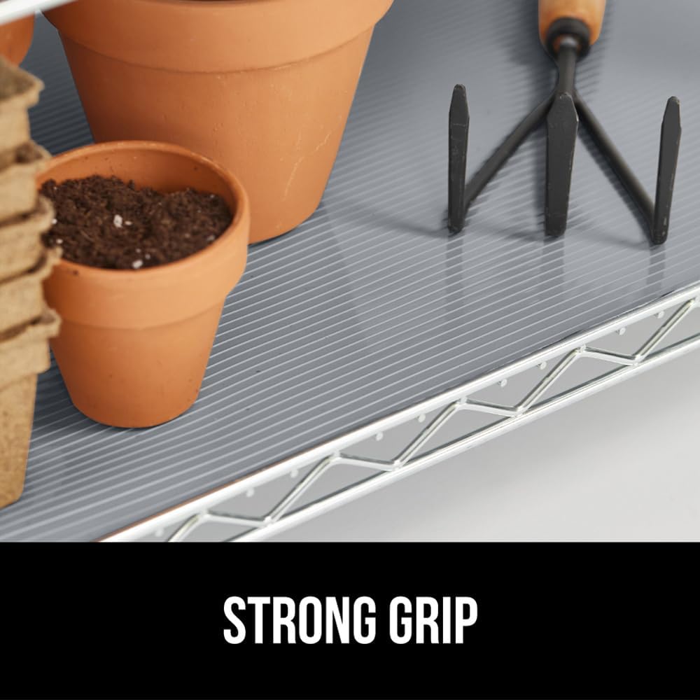 GORILLA GRIP DuraGuard Shelf Liner, 20x20 Non-Adhesive Cabinet Liners for Kitchen Drawers, Shelves, Refrigerator, Pantry Storage, Bathroom Closet, Durable Waterproof BPA Free Ribbed Plastic, Gray