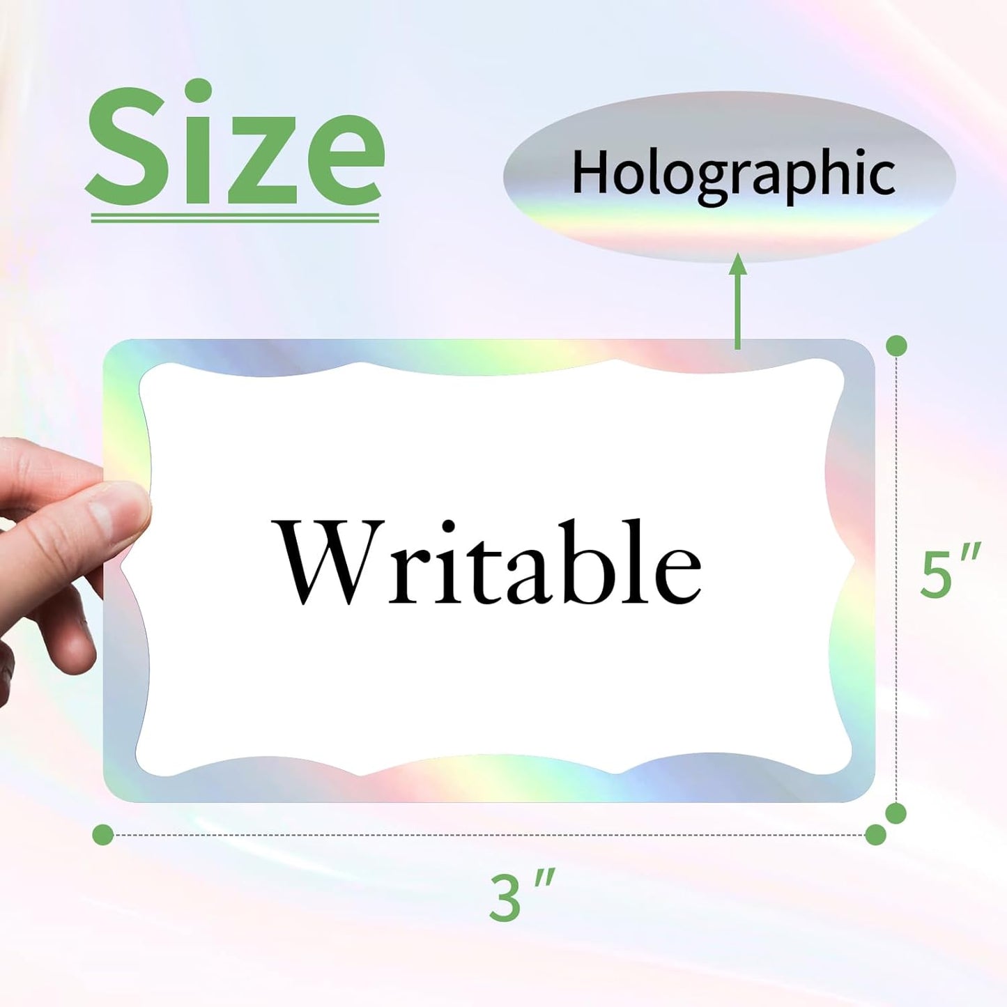 STARLIBOO Holographic Colored Labels Stickers, 3X5 Inch Removable Large Label Stickers for Moving Boxes and Storage Bins- Waterproof- Writable- Tear Resistant (Holographic Silver