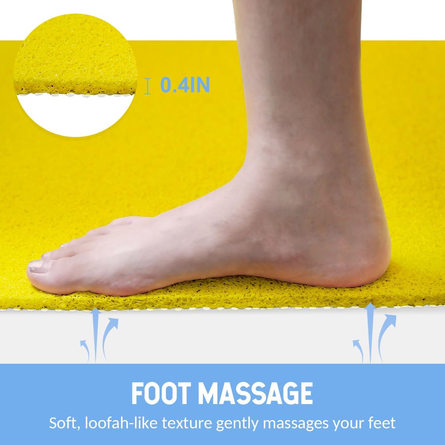 Non-Slip Bathtub Mat, Anti Slip Shower Mat, Fast Drying Bathtub Mats, Foot Scrubber Mat, Anti Slip Mat for Tub, Floor, Bathroom, Kitchen, Home, Hotel (Yellow 24"×24")