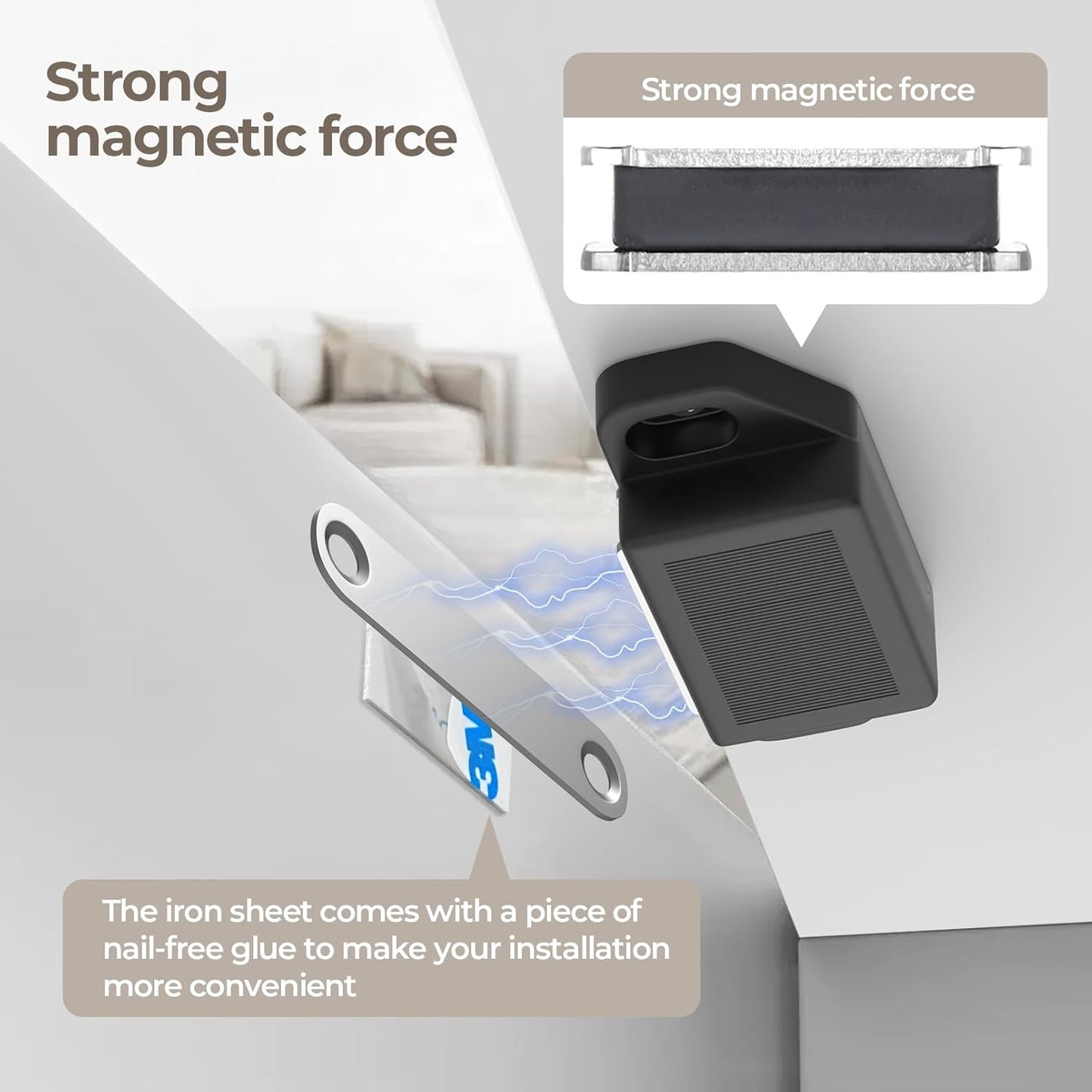 Cabinet Magnetic Catch Door Latch 30LB for Kitchen Drawer Magnets to Stay Closed Magnetic Catch Closet for Drawer（Black 6 Pack）