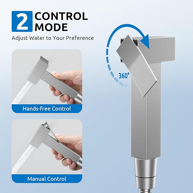 Arofa Warm Water Bidet Sprayer for Toilet with Hot and Cold Rough-in Valve, Hands-Free Handheld Jet Spray with Adjustable Water Flow, Square Toilet Sprayer with Bidet Hose for Feminine Wash