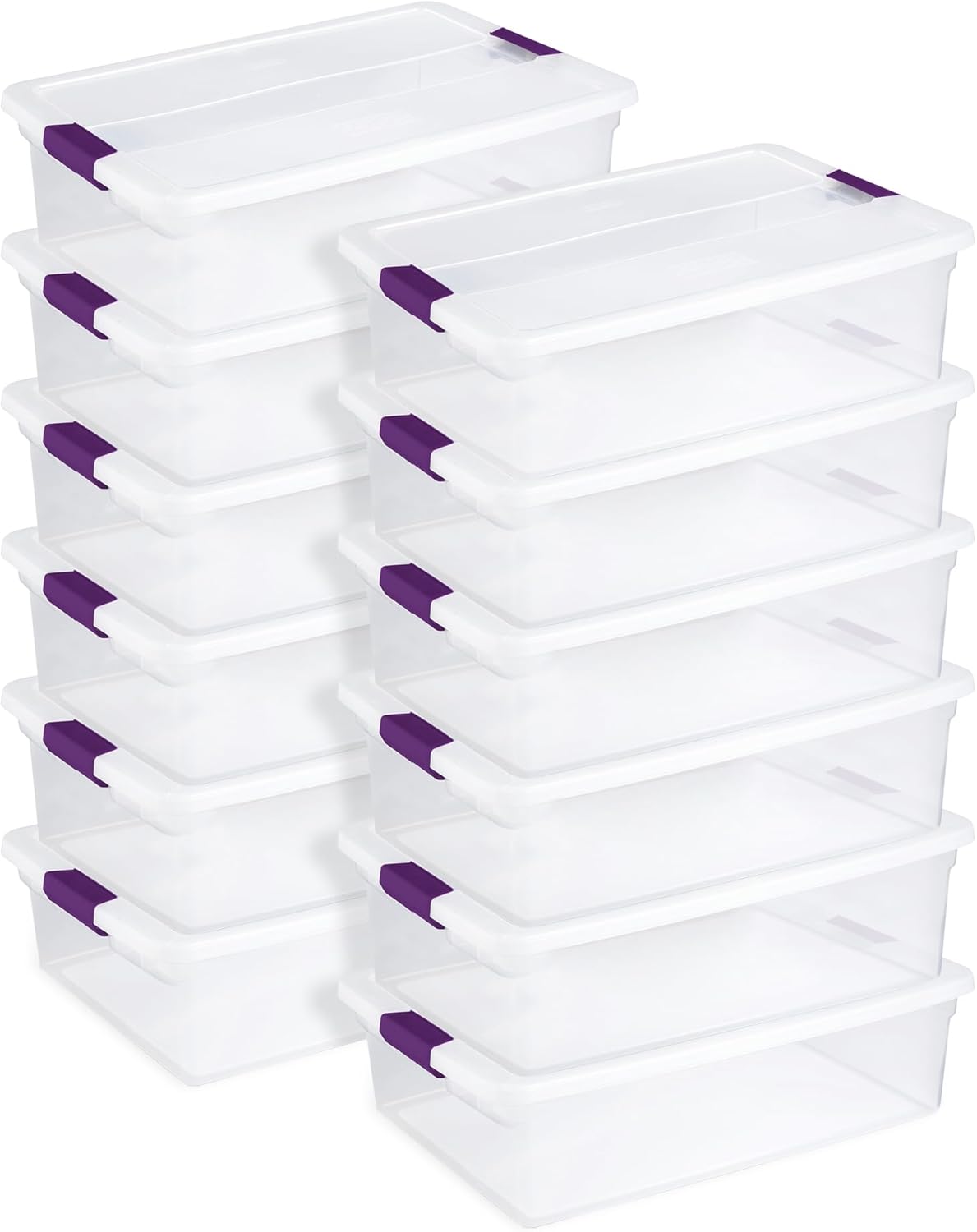 Sterilite 12-Pack 32 Quart ClearView Latch Box, Stackable Organizer Bins with Latching Lids - Clear Plastic Organization Containers for Closet, Bedroom, Shelving Units and Everyday Home Storage
