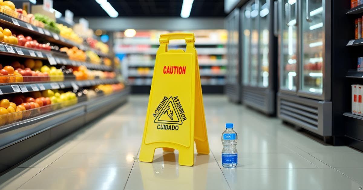 Wet Floor Sign, Slippery When Wet A-Frame Caution Sign, Bright Yellow