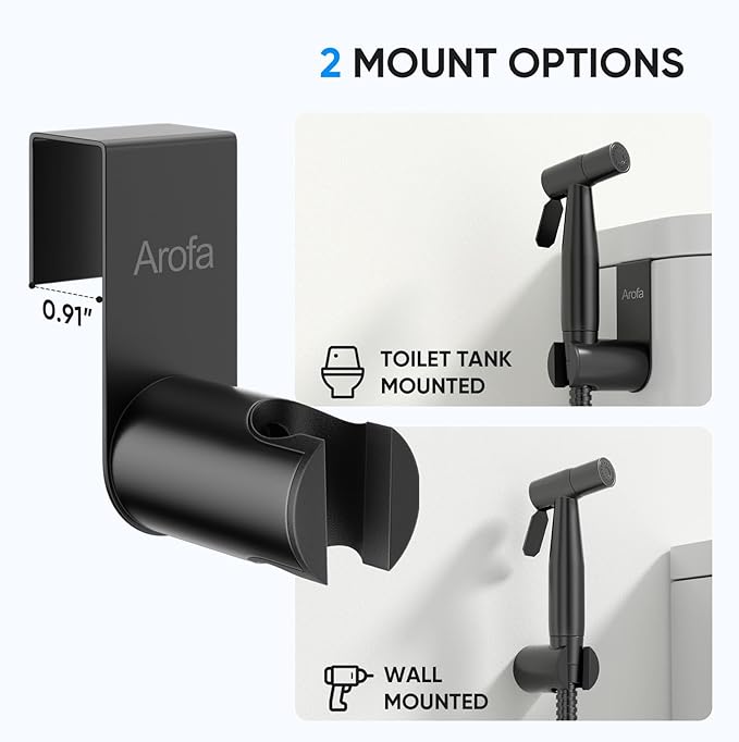 Arofa Black Bidet Sprayer for Toilet, Handheld Jet Sprayer Adjustable Water Pressure Muslim Shower with Bidet Hose, Bidets Faucet for Existing Toilets Cloth Diaper Spray for Baby/Feminine Wash