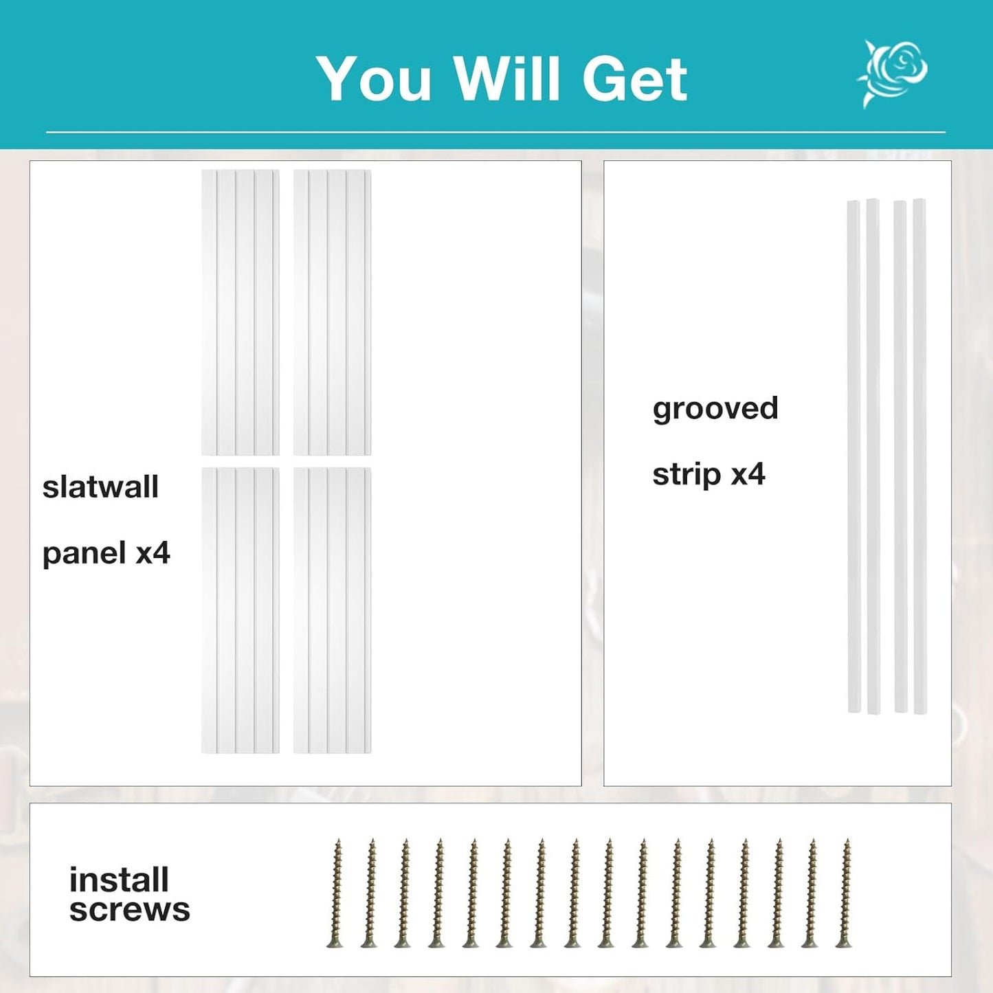 NeatiEase Slatwall Panel Wall Storage Systems, 4 x 4ft Slat Wall Paneling Garage Wall Organizer, Heavy Duty Wall Mounted PVC Wall Rack (White)