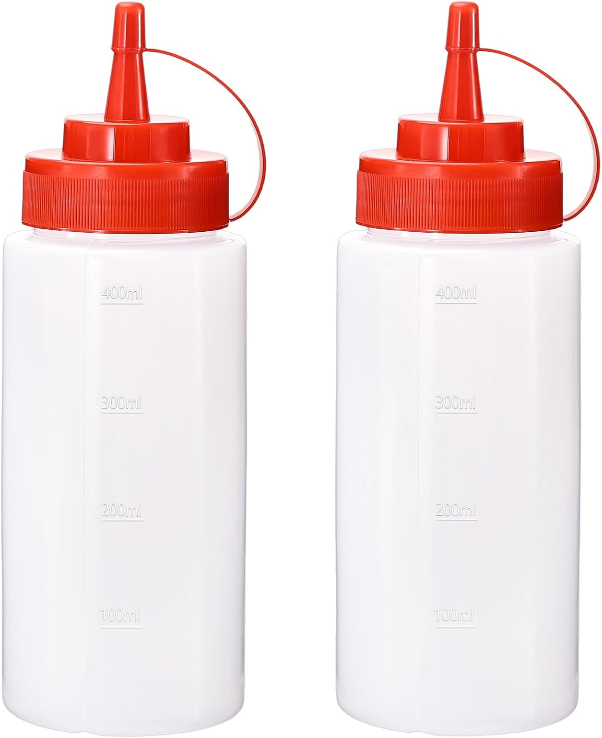 Condiment Squeeze Bottles Ketchup Dispenser, 2 Pack 16oz Squeeze Bottles for Liquids, Plastic Sauce Bottle with Cap Lid, Squirt Bottles for Sauces Liquids BBQ Dressing Pancake Art