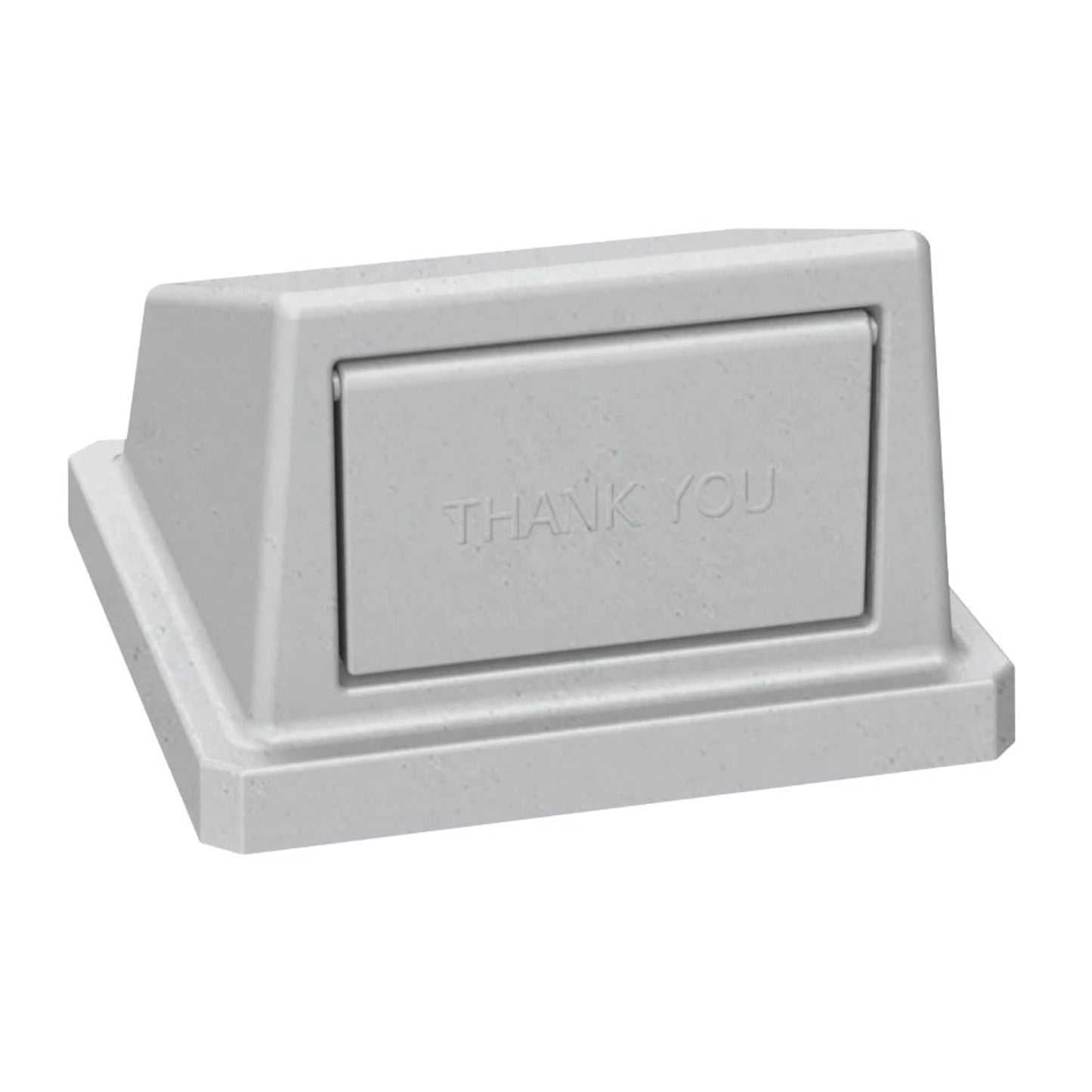 32 Gallon Square Slatted 100% Recycled Plastic Heavy-Duty Commercial Outdoor and Indoor Trash Can with Push Top Lid | Great for Schools and Businesses - Light Granite