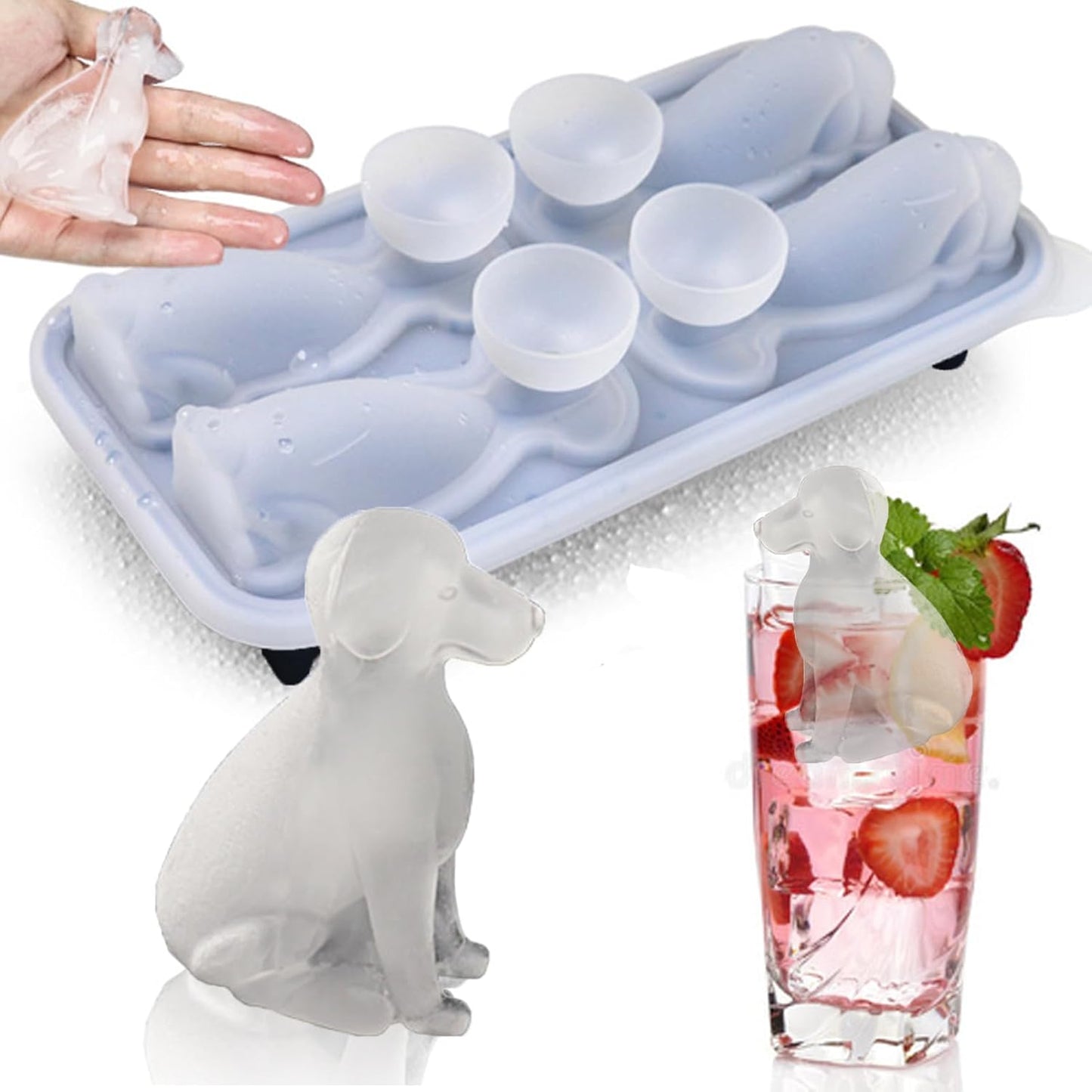 3D Labrador Dog Ice Cube Mold, Admaison Ice Cube Tray with Funnel for Cocktails, Bourbon,Brandy, Whiskey Gifts for Men, Silicone Fun Shapes Black (Labrador)