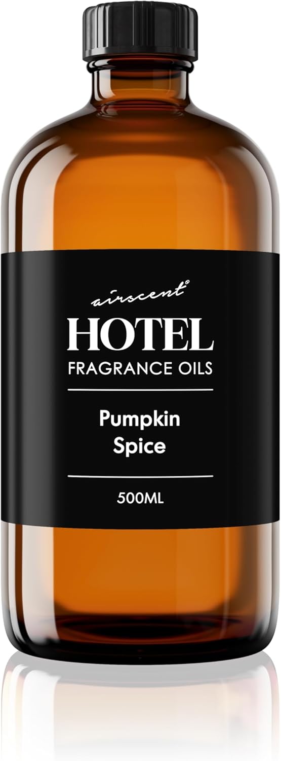 AirScent Pumpkin Spice Diffuser Oil - Pumpkin Spice Fragrance Oil Blend for Ultrasonic and Waterless Diffusers and Crafting - 500 mL, 16.9 fl oz Glass Bottle - Fall Scents