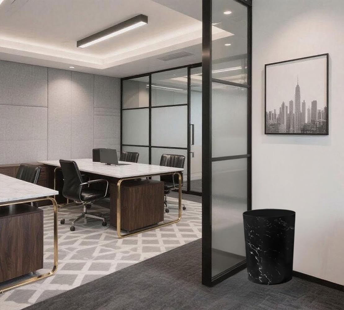 Feisco Small Trash Can for Bathroom, 2 Gallon Trash Can Trash Bin Wastebasket Garbage Can for Kitchen,Bathroom Office, Bedroom,Dorms,Laundry Room (Black, 2 Pack)