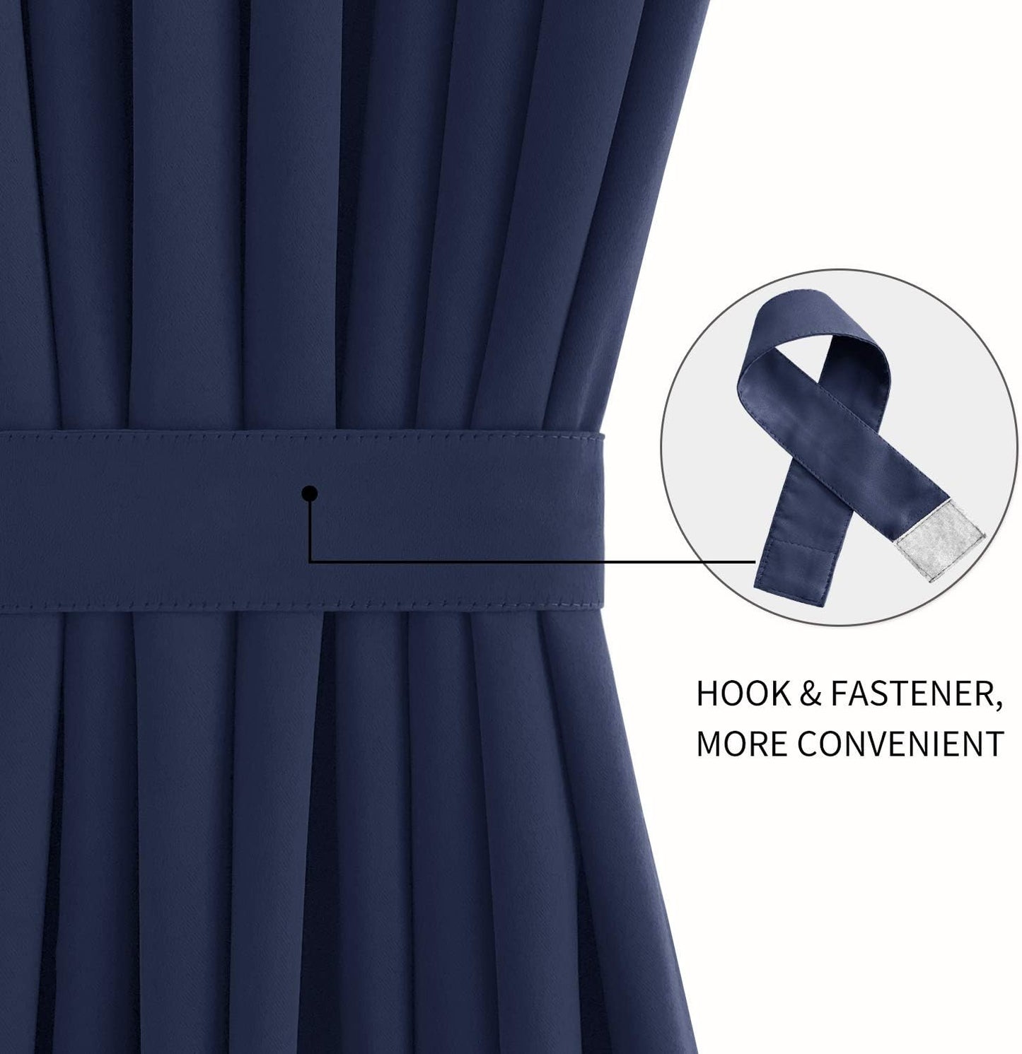 DWCN French Door Curtains – Rod Pocket Thermal Blackout Curtain for Doors with Glass Window, Kitchen and Patio Doors for Privacy, 54 X 72 Inches Long, 1 Curtain Panel with Tieback, Navy Blue