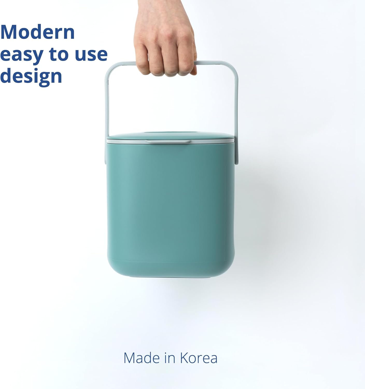 BLUE GINKGO Kitchen Compost Bin [2.6L / 0.69 GAL] – Filter-Free, Odor-Tight Countertop Food Waste Pail with Handles (Made in Korea, Green)