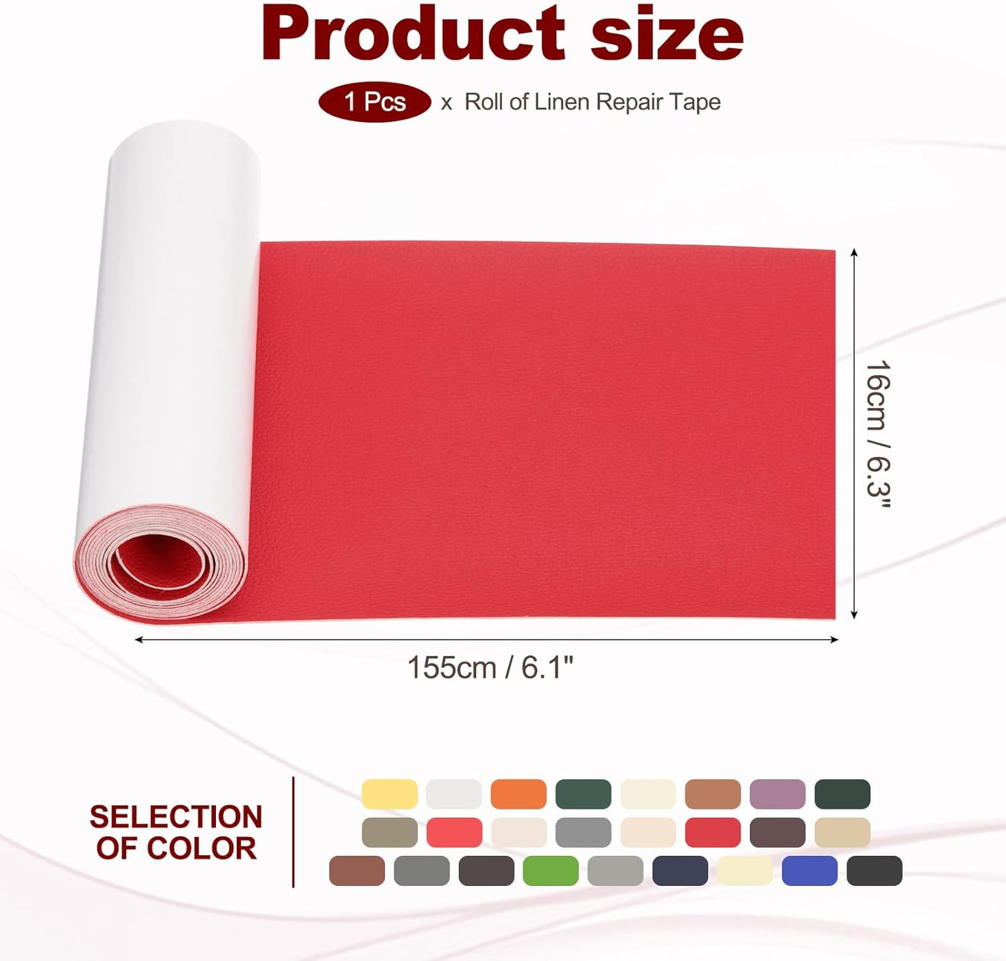 PATIKIL Leather Patches Tape for Furniture, 6.3 x 61 Inch Self Adhesive Vinyl Leather Repair Kit Cover Sheet for Couch, Sofa, Car Seats, Office Chair, Chinese Red