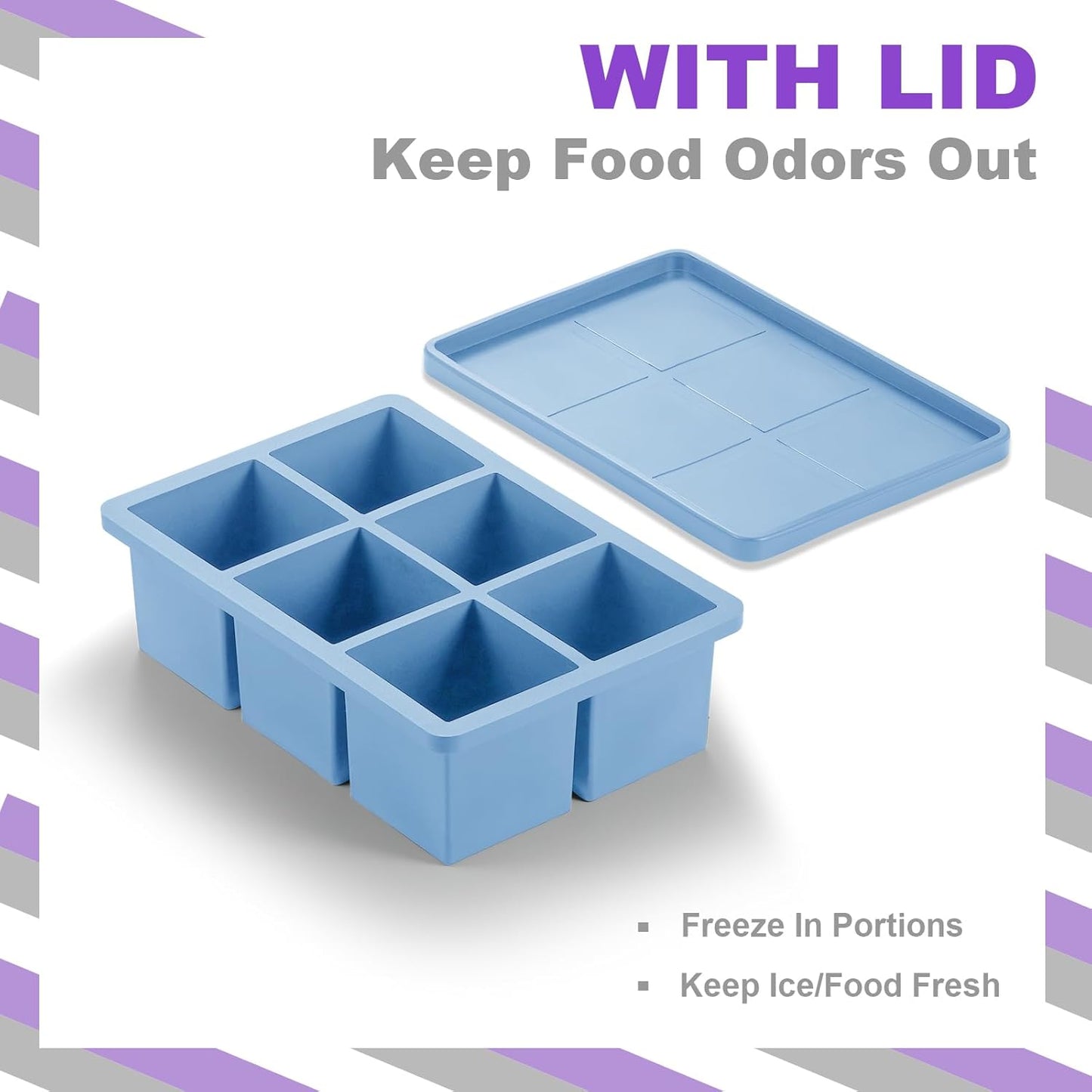 Nax Caki Ice Cube Trays 3 Pack - Large Size Silicone Ice Cube Molds(3 color) for Whiskey Ice Cube Maker for Cocktail Old Fashioned Ice Cube Tray