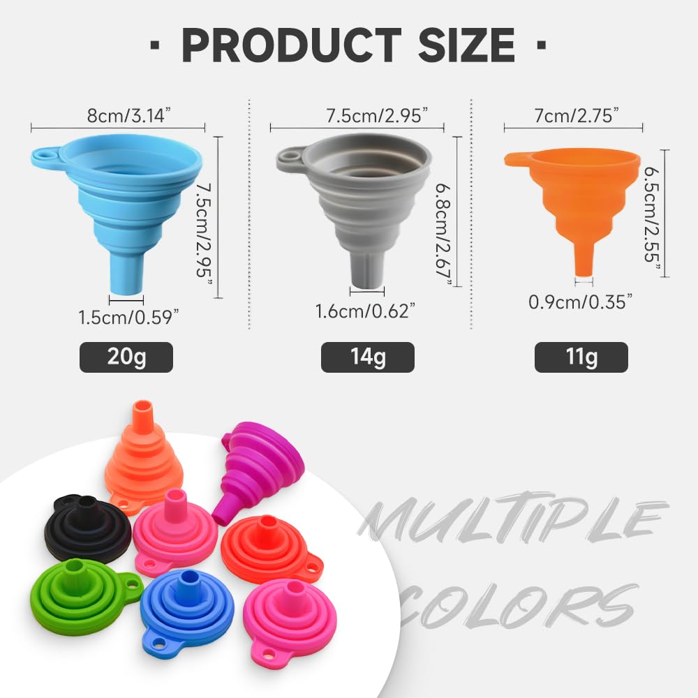 6 PC Kitchen Funnel Set, 2025 New Funnels for Kitchen Use Filling Bottles, Silicone Funnel Collapsible, Kitche Funnels Set of 3, Kitche Funne for Liquid Transfer Filling Bottles (Style B)