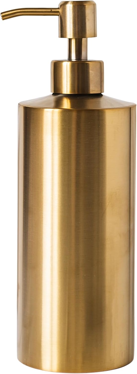 Brass Soap Dispenser for Bathroom (Stainless Steel) and Kitchen - Hand Soap, Detergent, or Lotion Dispenser, 15oz