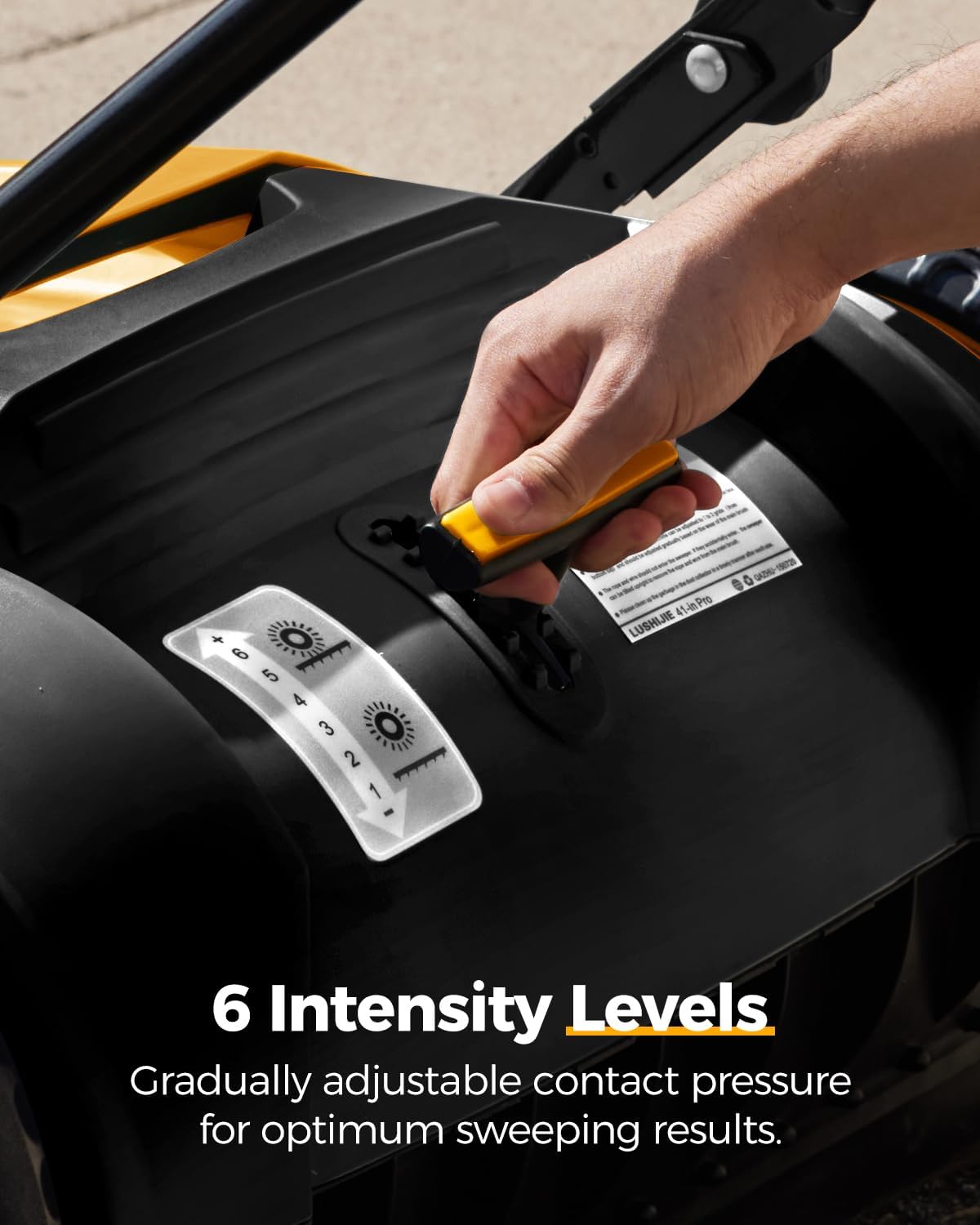 41" Industrial Walk-Behind Hand Push Floor Sweeper | Commercial 55L Large Capacity | 45000 SqFt/Hour | Indoor & Outdoor Use (Yellow)