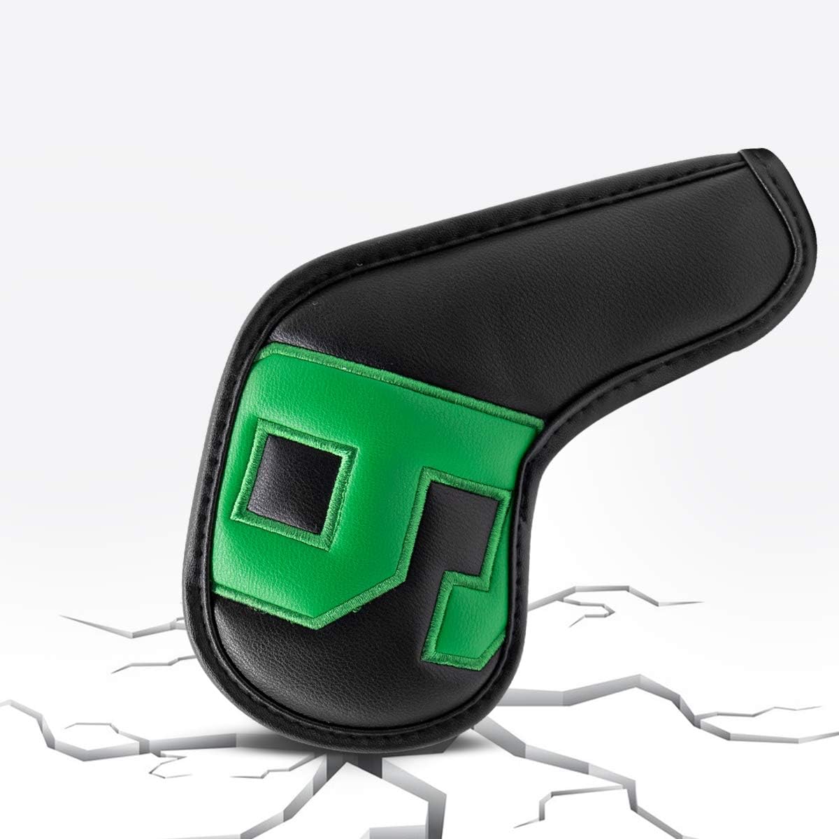 Barudan Golf Iron Club Head Covers Set Headcovers for Callaway Ping S5 - Big Colorful Number - Long Neck - Black Pu Leather fits Small Standard Oversized Golf Clubs 10pcs/Pack (Black+Color Number)