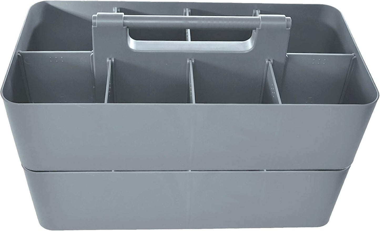 2 PACK - Portable DIY 8 Dividers Durable Plastic Tote Tool & Supply Cleaning Caddy with Handle Made In USA (Orion Gray)