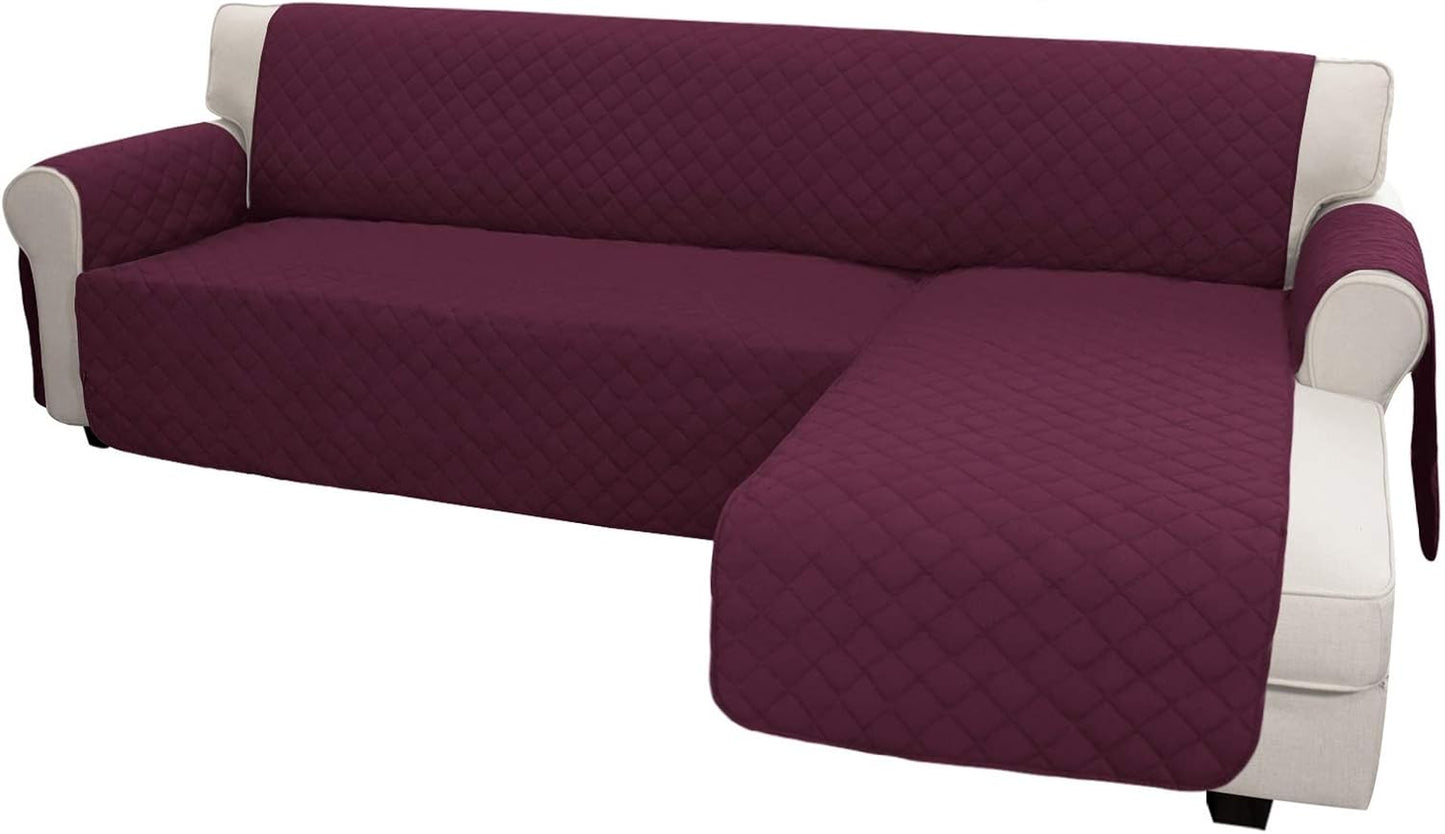 Easy-Going Sofa Slipcover L Shape Sofa Cover Sectional Couch Cover Chaise Lounge Slip Cover Reversible Sofa Cover Furniture Protector Cover for Pets Kids Children Dog Cat (X-Large,Wine/Wine)