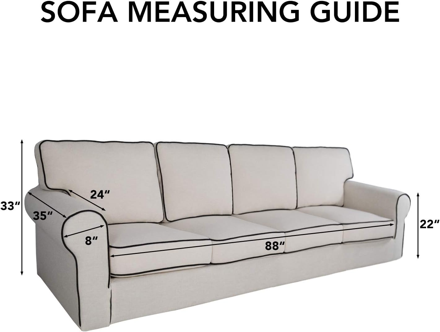 PureFit Reversible Quilted Sofa Cover, Water Resistant Slipcover Furniture Protector, Washable Couch Cover with Non Slip and Elastic Straps for Kids, Dogs, Pets (XX Large, Classic Blue/Ivory)