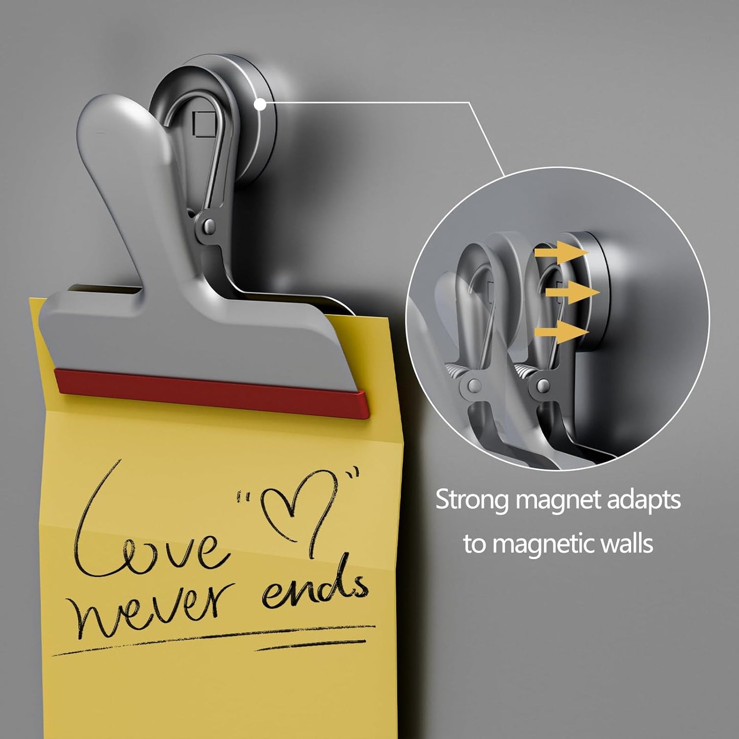 HOUSE AGAIN 8 Pack Stainless Steel Magnetic Chip Bag Clips Covered with Silicone - NO More Sharp Edges - Color Coded for Food Bags - Hang Postcards Heavy Duty for Kitchen and Office, 3 Inches Wide