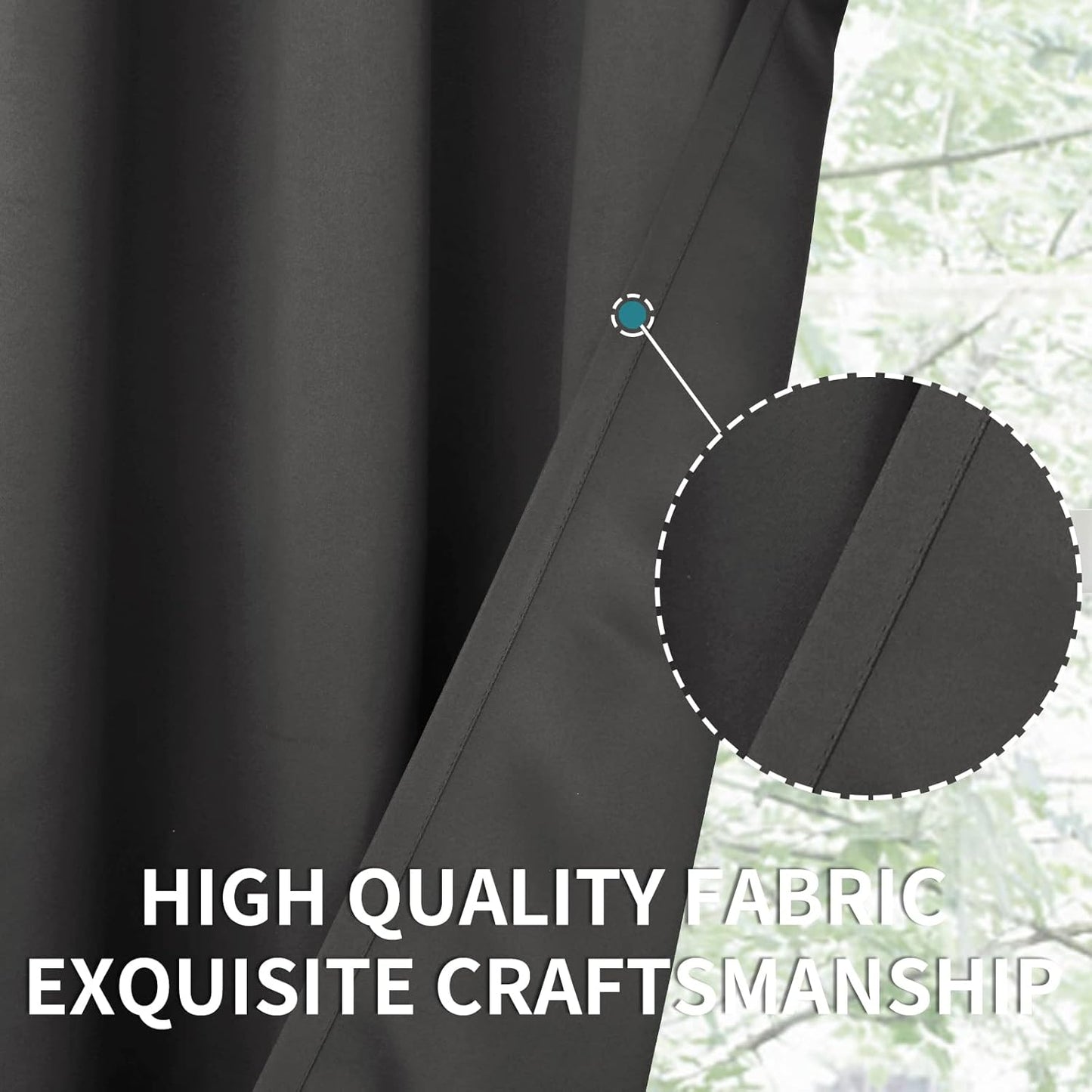 BGment Rod Pocket Blackout Curtains for Bedroom 84 Inches Length - Thermal Insulated Room Darkening Curtain for Living Room, 52 x 84 Inch, 2 Panels, Dark Grey