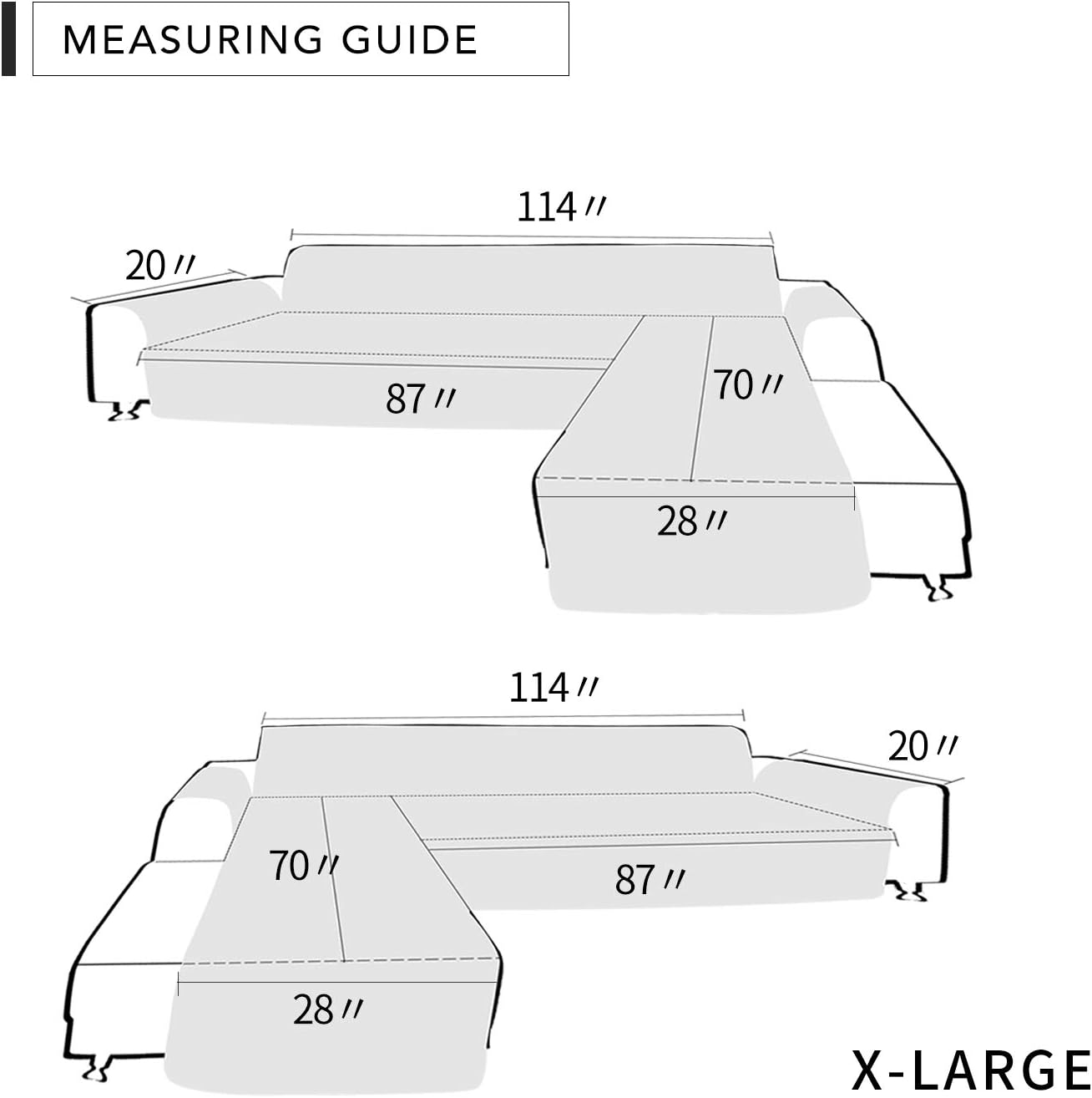 Easy-Going L Shape Sofa Slipcover Sectional Couch Cover - Reversible & Pet-Friendly (X-Large, Chocolate/Chocolate)