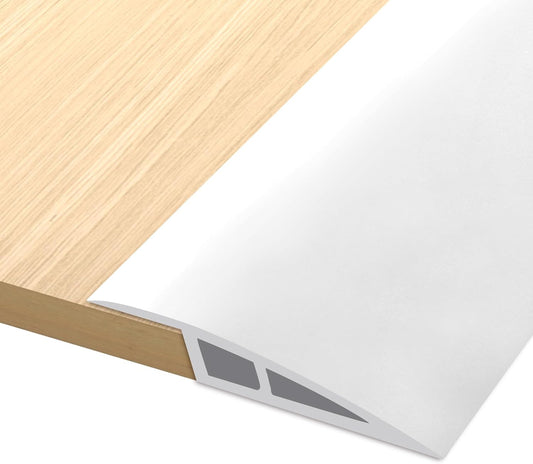 Vinyl Door Threshold Flooring Transition Strip Self Adhesive Carpet Edging Strip for Laminate Doorway Edge Threshold from 1/5" to 2/5" (White, 10 Ft)