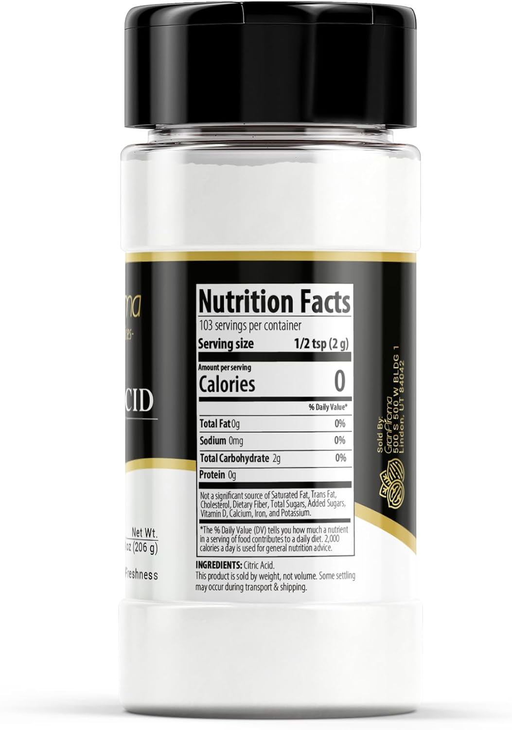 GranAroma Citric Acid, Food Preservative, Baking & Cleaning (7.3 Ounce)