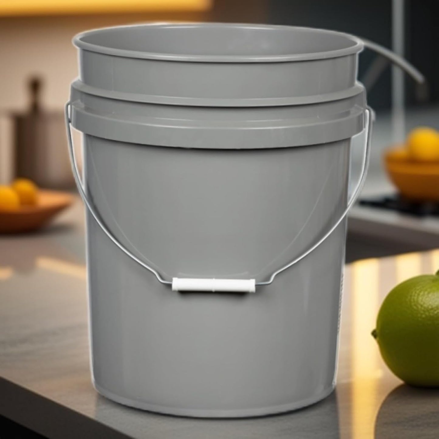 House Naturals 5 Gallon Premium HPDE Plastic Bucket - Made in USA Food Grade Storage Container, BPA Free All Purpose Pail (2, Gray)
