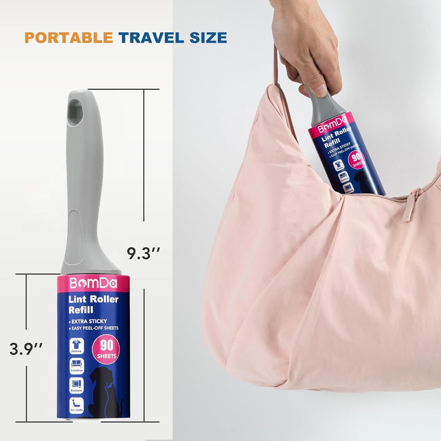 Extra Sticky Lint Roller for Pet Hair, Pet Hair Remover with 1 Upgraded Handle 2 Rollers, Portable Lint Remover for Clothes, Furniture, Dog & Cat Hair (1 Handle + 200 Sheets)