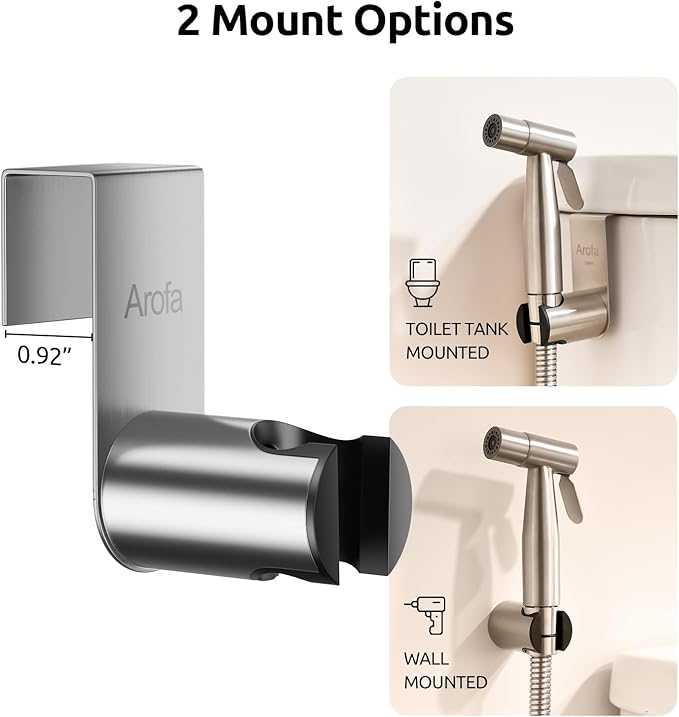 Arofa Hands-Free Handheld Bidet Sprayer for Toilet, Dual Control Mode Spray Handheld Bidet with Adjustable Water Flow, Bidet Toilet Sprayer with Bidet Hose for Feminine Wash