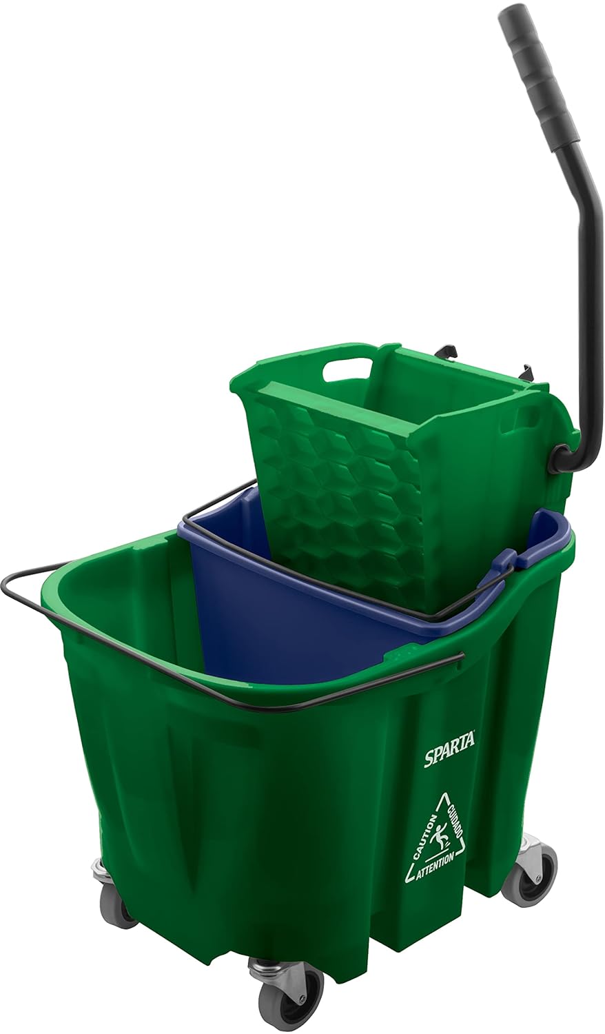 Carlisle FoodService Products Omnifit Mop Bucket with Side Press Wringer and Soiled Water Insert for Floor Cleaning, Kitchens, Restaurants, And Janitorial Use, Polypropylene (Pp), 35 Quarts, Green