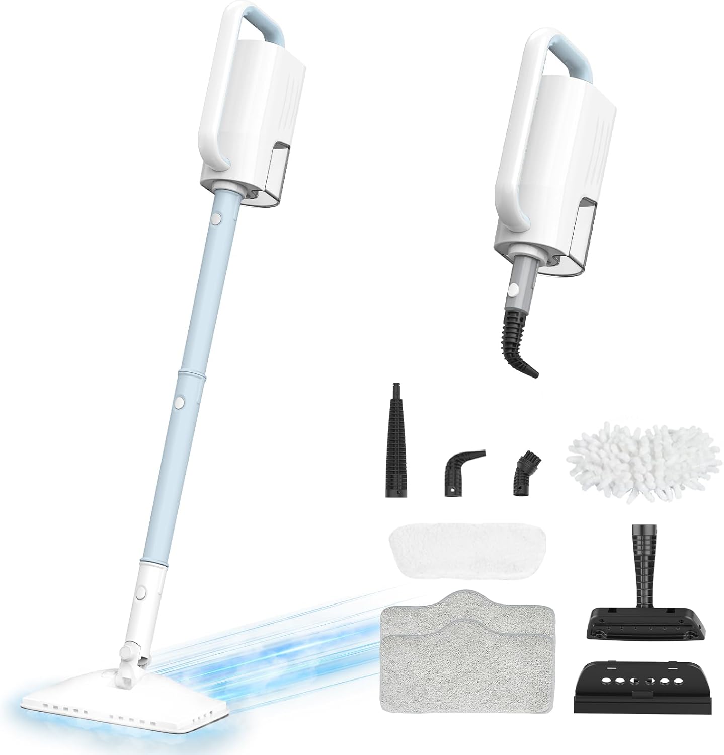Steam Mop Cleaner, 7 in 1 Rotated Steam Cleaner for Home, Adjustable 2 Modes Steam Mop with 23FT Power Cable and 400ML Removable Tank, Hard Floor, Laminate Floor, Tiles Cleaning (Emerald Blue)