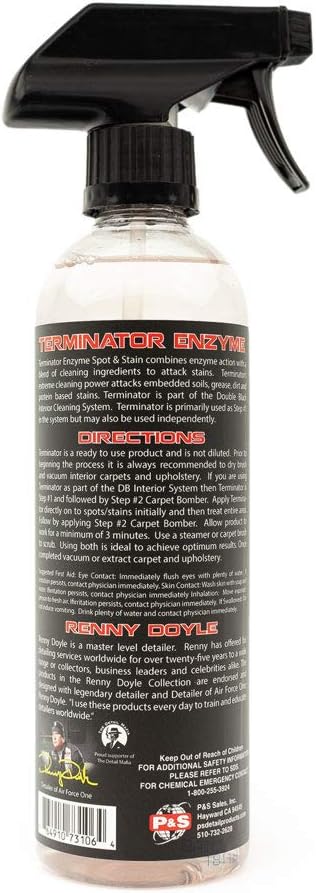 P&S Professional Detail Products - Terminator Enzyme Spot and Stain Remover - Perfect for Deodorizing, Removing Embedded Soils, Grease, Dirt, and Protein Based Stains; Fresh Scent (1 Pint)