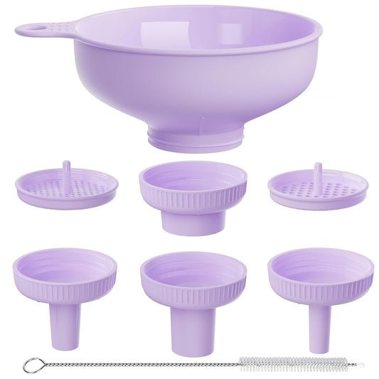Wide Mouth Kitchen Funnel, Food Grade Plastic Cooking Canning Funnel with 4 Sizes Spouts for Filling Wide and Regular Mason Jars, Spray Dropper Oil Bottle Jug Spices Shampoo Sauce