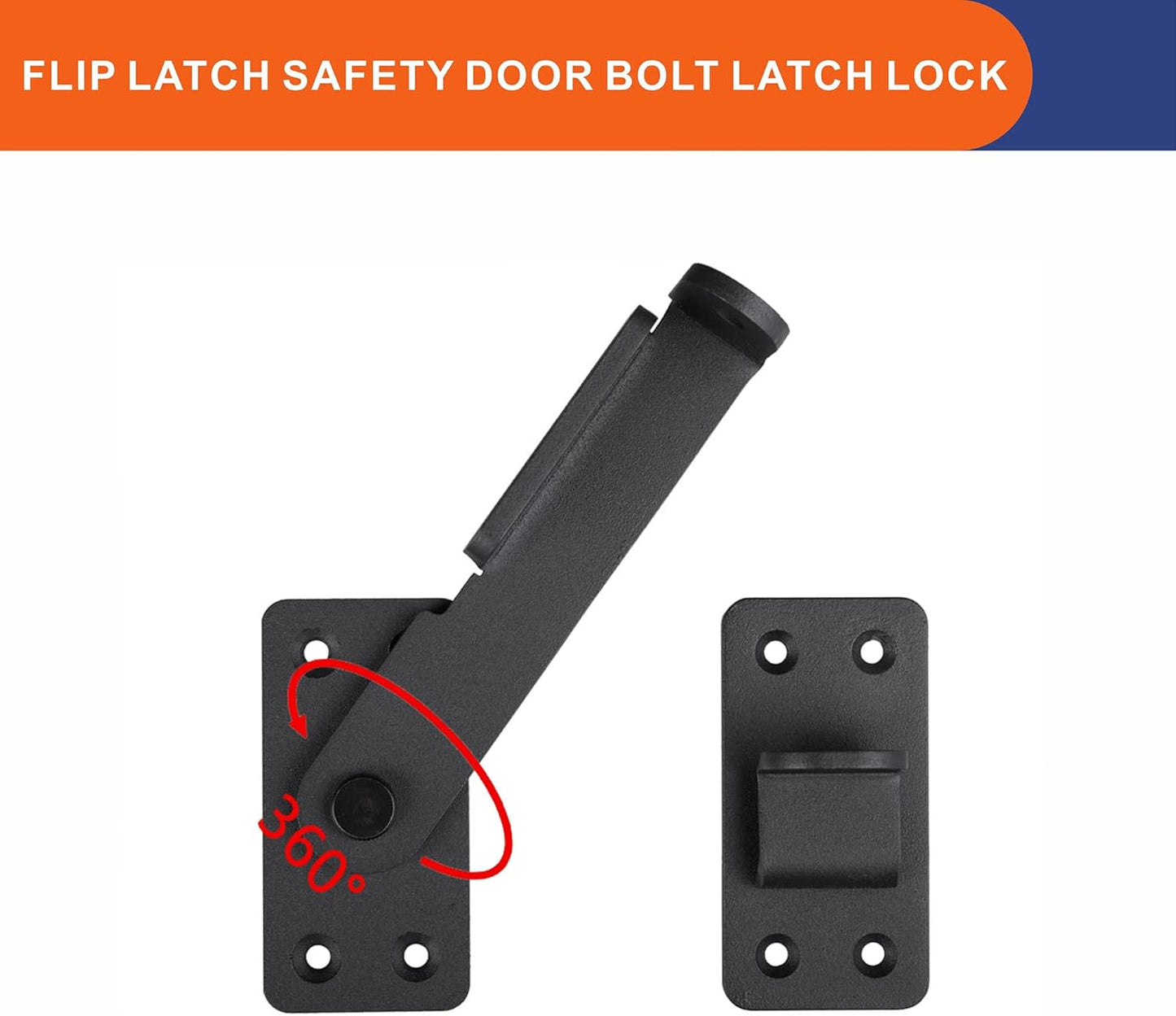 Flip Latch Lock,90 Degre Heavy Duty Gate Latch with Padlock Hole,Safety Door Bolt Latch Lock,Barn Door Lock Suitable for Wooden Fences,cabinets, bathrooms, Toilets, Windows, etc.