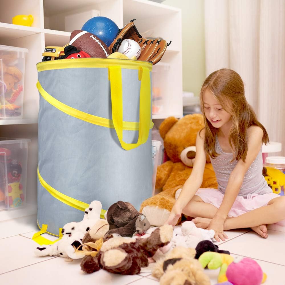 30 Gallon Collapsible Trash Can 3 Pack, Garden Bag Pop Up Camping Trash can, Reusable Leaf Bag Holder, Yard Waste Bag