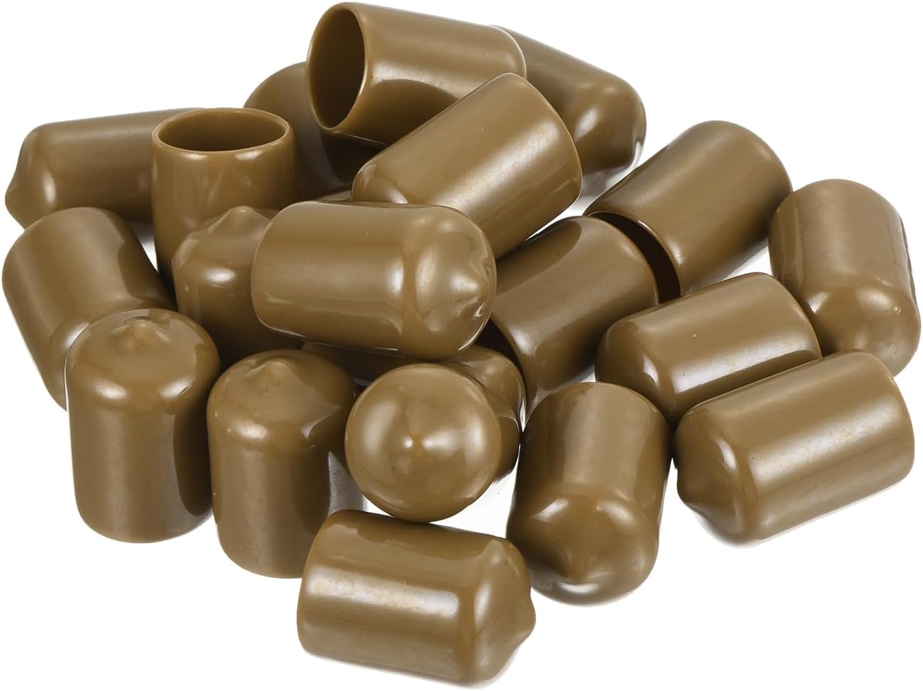 uxcell 20pcs Rubber End Caps 14mm ID Vinyl PVC Round Tube Bolt Cap Cover Screw Thread Protectors Light Brown