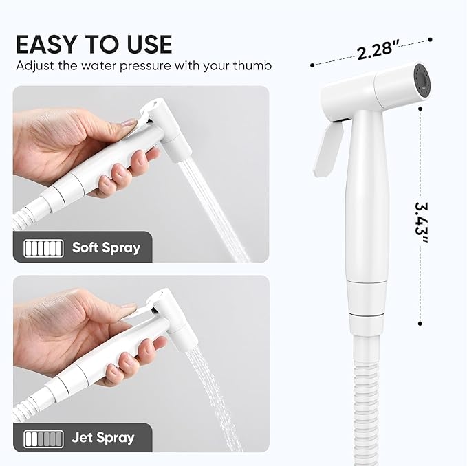 Arofa Bright White Bidet Sprayer for Toilet, Handheld Jet Sprayer Adjustable Water Pressure Muslim Shower with Bidet Hose, Bidets Faucet for Existing Toilets Cloth Diaper Spray for Baby/Feminine Wash