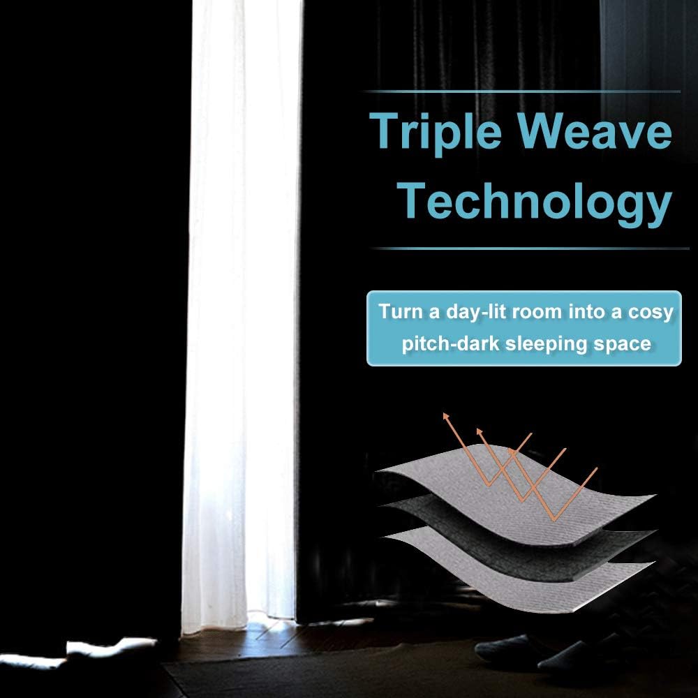 RYB HOME Curtains for Bedroom 72 inches Long, Blackout Thermal Insulating Window Treatment Drapes for Living Room Bathroom Basement Laundry Classroom, W 34 x L 72, Silver Grey, 2 Panels