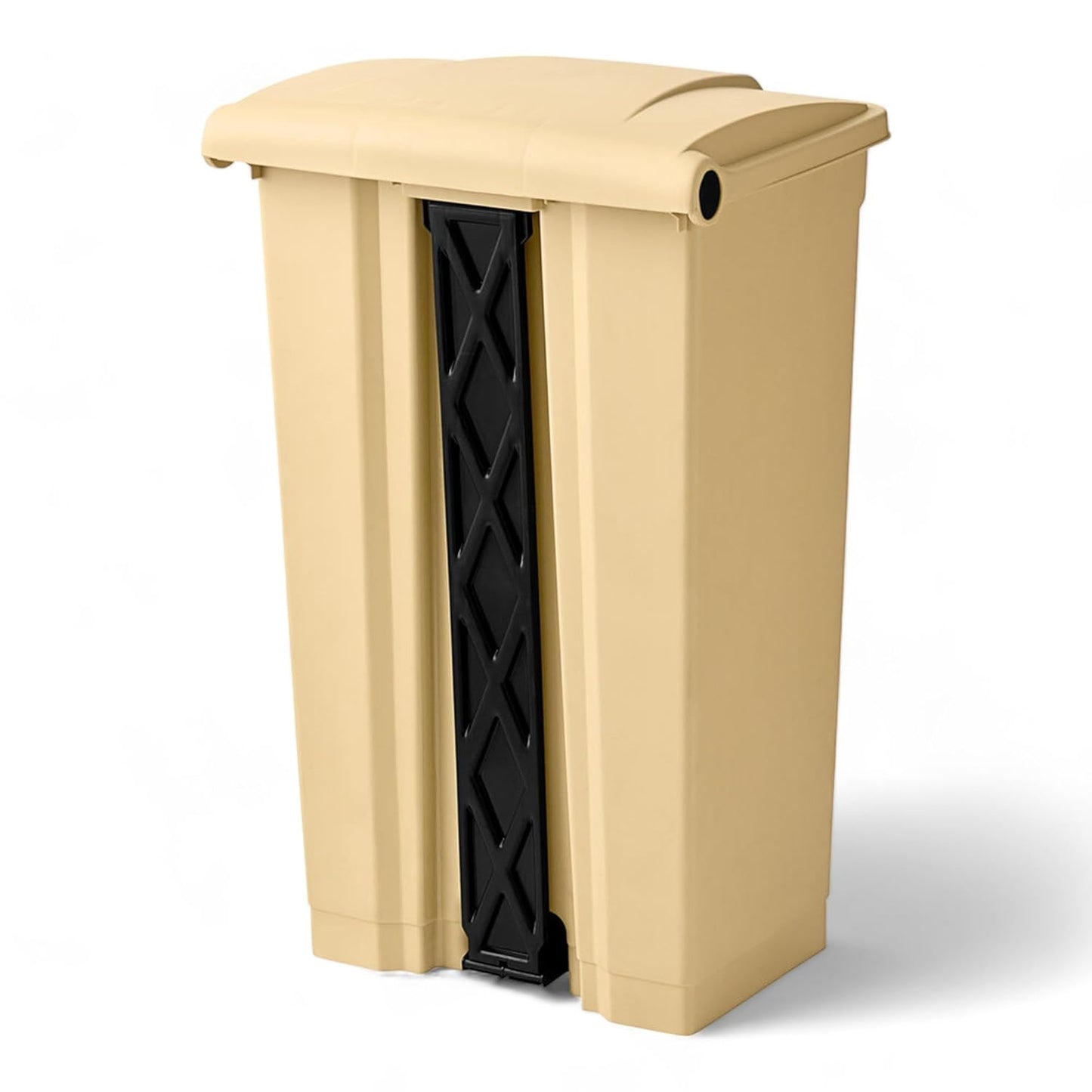 PRO&Family Step-On Trash Can with Lid, Plastic Waste Bin, Foot Pedal Operation (Biege, 23 Gallon)